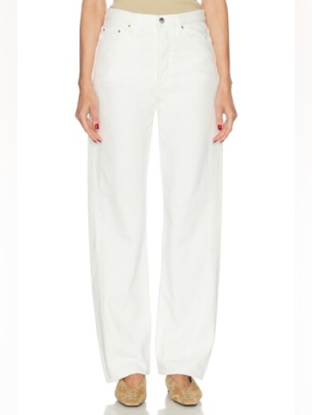 TOTEME Twisted Seam Full Length Jeans White Barrel